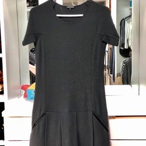 Theory Wool-blend Drop Waist Dress Black